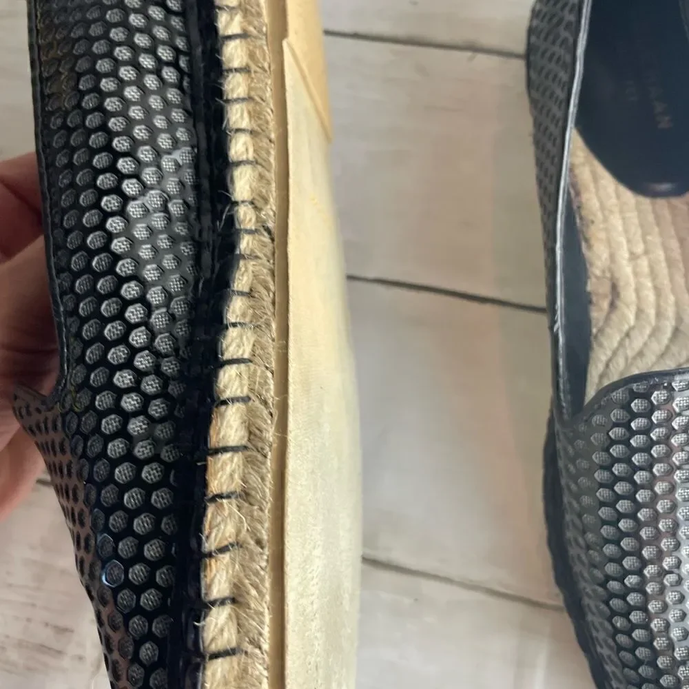 Cole Haan Rielle Perforated Espadrille Slip On Loafer Shoe Faux Patent Leather